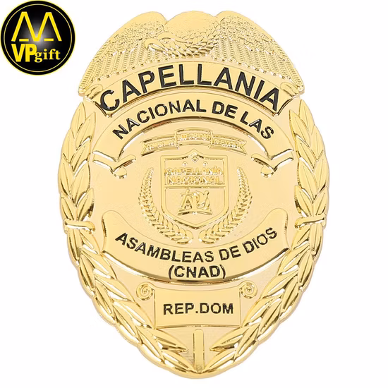 Logotipo da organização personalizado Detetive de metal Xerife Segurança Medalha da Polícia Militar Honra Emblema Magnético Esmalte Capelão Distintivo de lapela de segurança pública