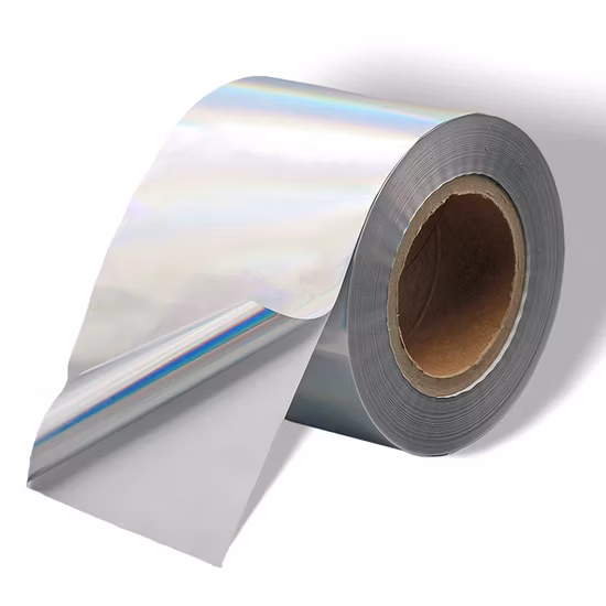 matéria prima da etiqueta da etiqueta da prata brilhante da base 50u da estrutura 62g BOPP